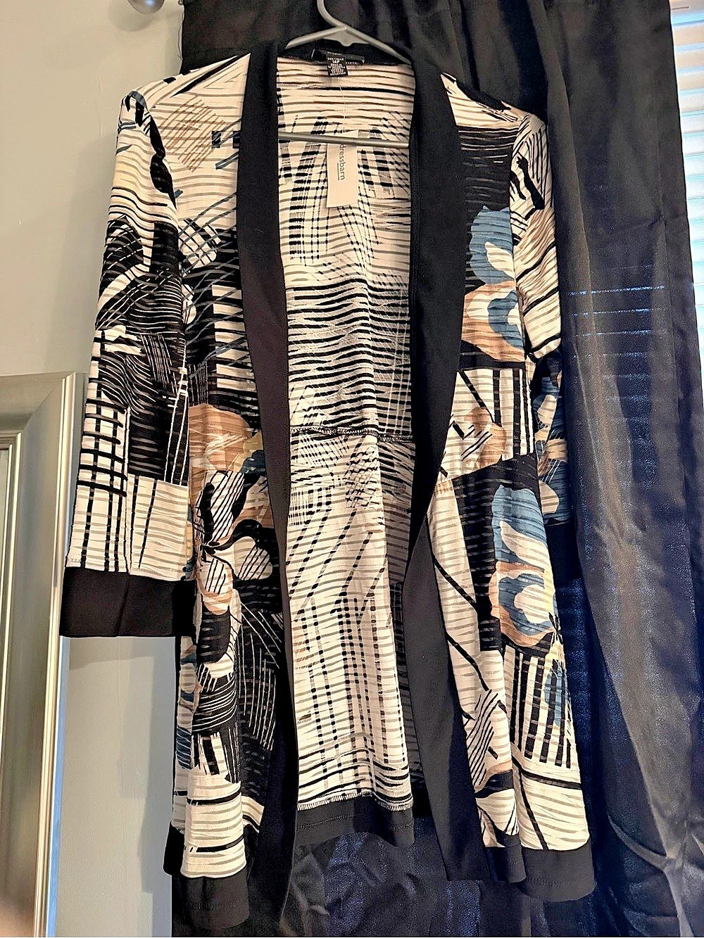 R&M Richards Abstract Print Blazer Black & Cream Size 14P NWT